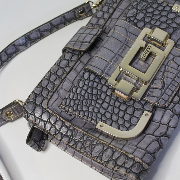 Rare Y2K Vintage Purple Croc Crossbody Guess Bag - Picture 6 of 7